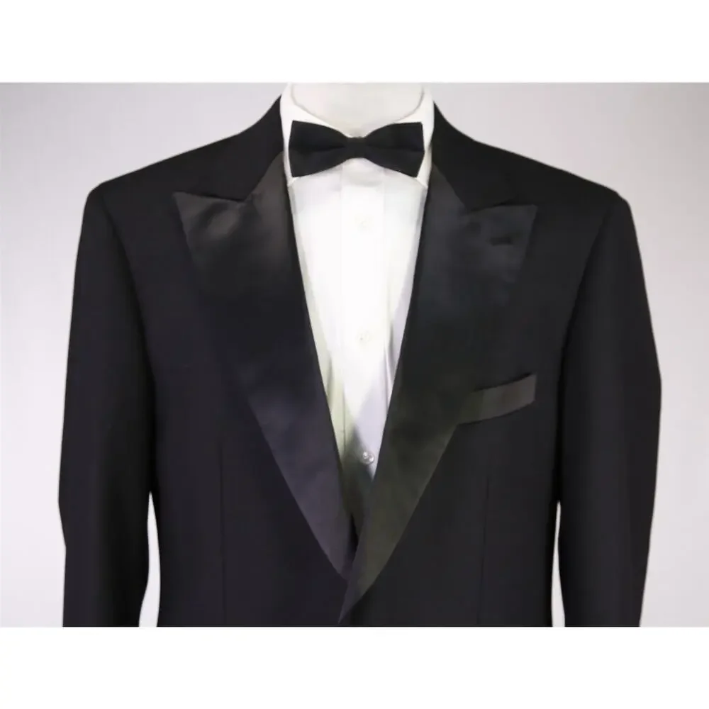 Alton Lane Tailored Fit Black Peak Lapel Tuxedo Wedding Formal Blazer Jacket 44L